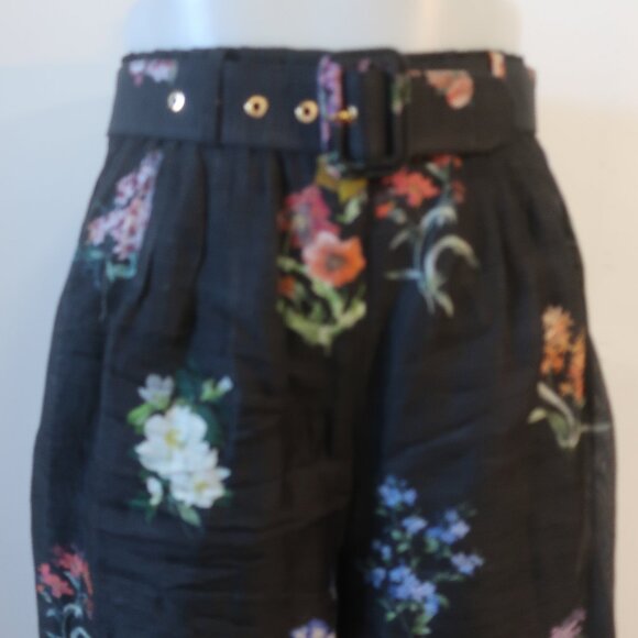Zimmermann Black Multicolor Natura Pintuck Lace Floral Botanical Pants 0 US/4 - Picture 4 of 16